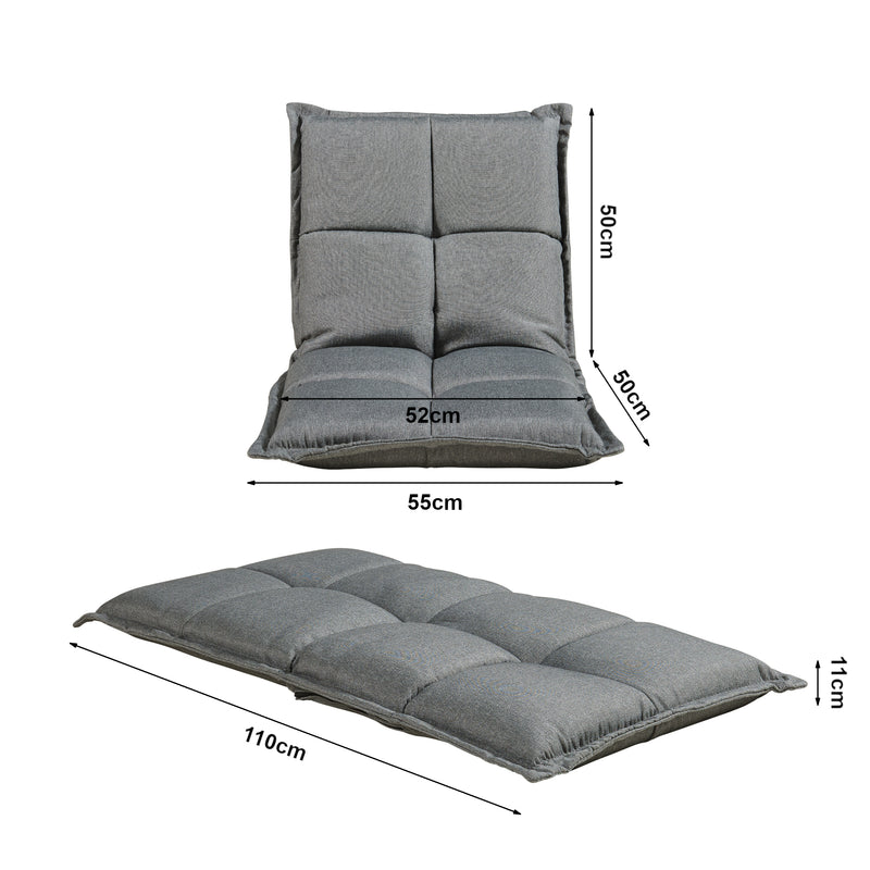 Croquis coté Lot de 2 fauteuils de sol Deinze avec dossier réglable [en.casa]
