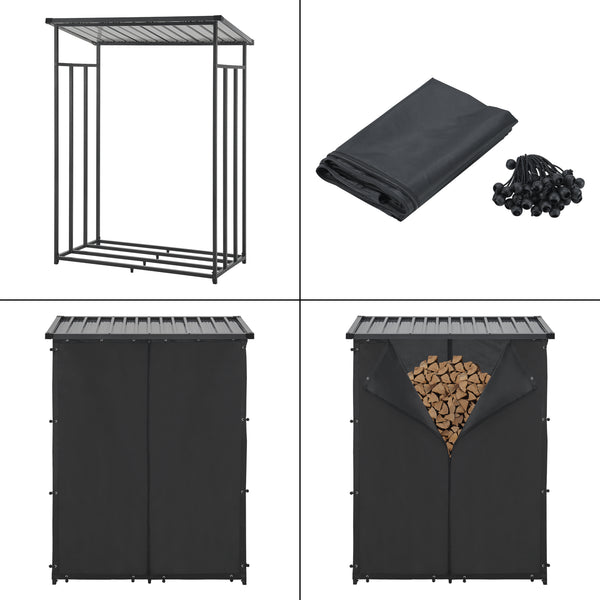 Abri-bûches couvert acier noir casa.pro