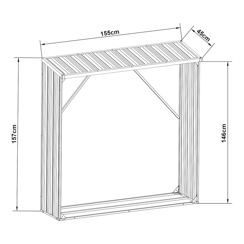 Croquis coté Abri-bûches couvert Kalmar anthracite casa.pro
