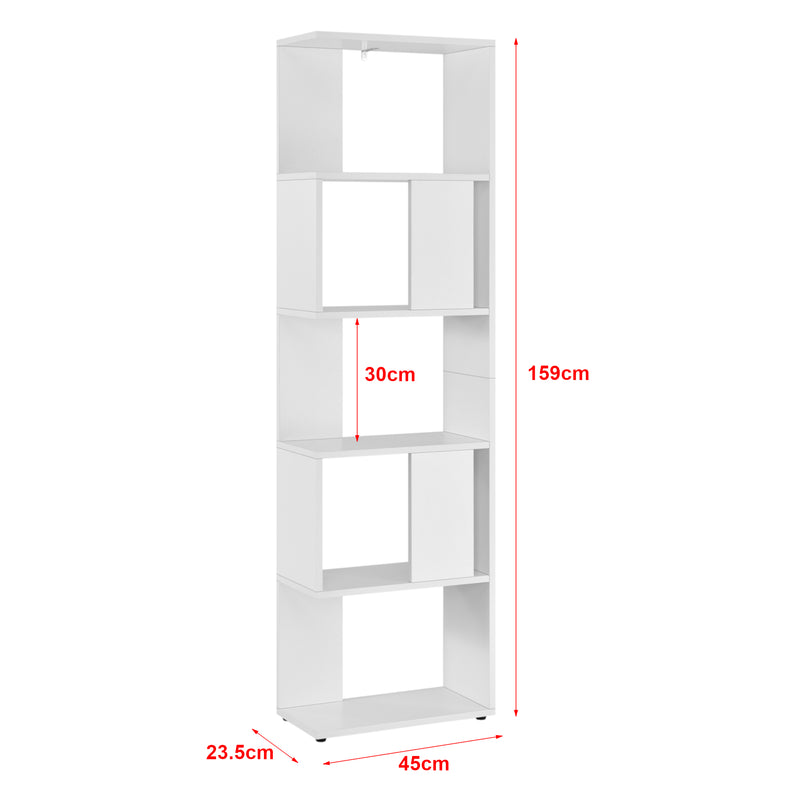 Croquis coté Bibliothèque Design pour Salon Étagère Style Original en Panneau de Particules Mélaminé jusqu'à 5 kg Charge par Compartiment 159 x 45 x 24 cm [en.casa]