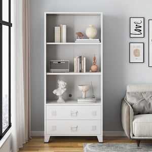 Bibliothèque haute Hammarland avec 2 tiroirs acier 180 x 80 x 40 cm [en.casa]