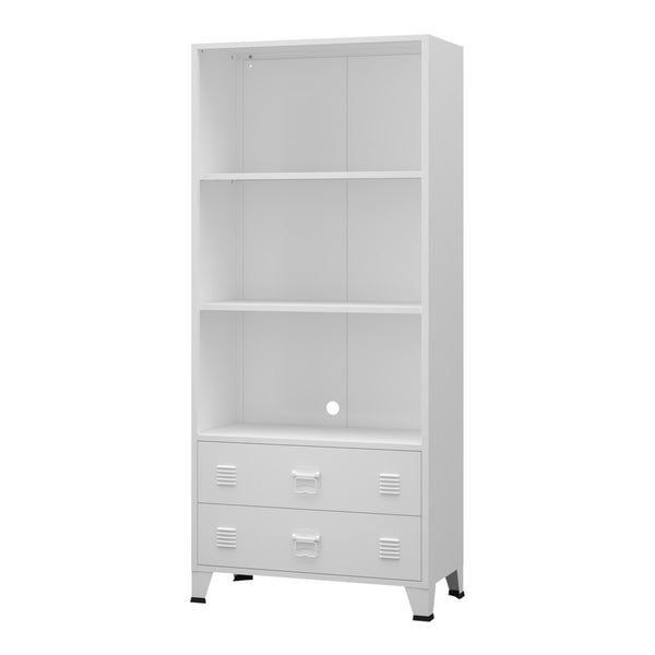 Bibliothèque haute Hammarland avec 2 tiroirs acier 180 x 80 x 40 cm [en.casa]