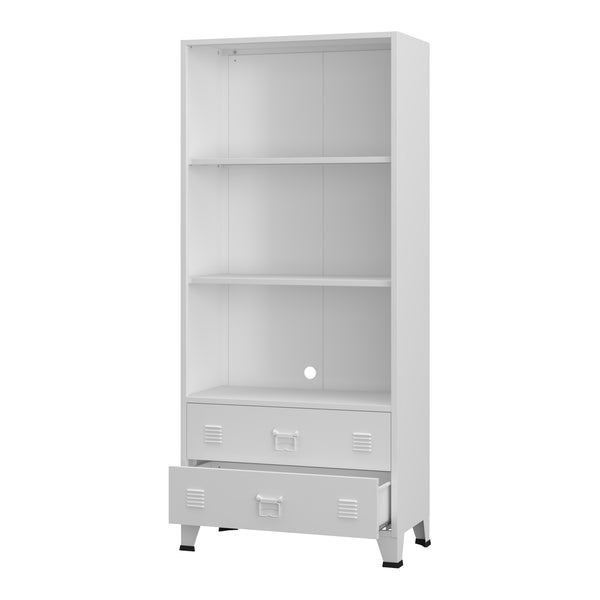 Bibliothèque haute Hammarland avec 2 tiroirs acier 180 x 80 x 40 cm [en.casa]