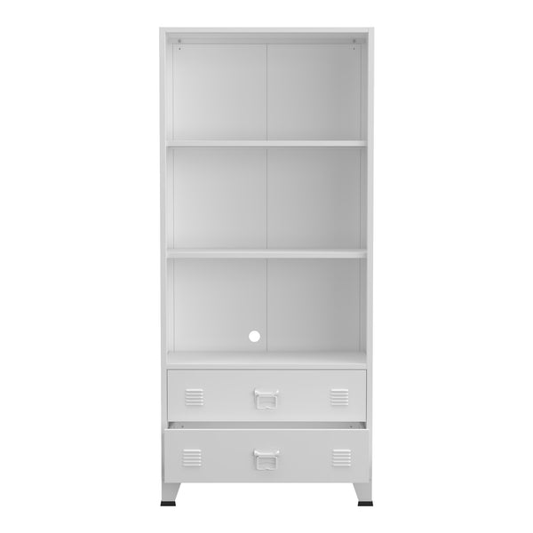 Bibliothèque haute Hammarland avec 2 tiroirs acier 180 x 80 x 40 cm [en.casa]