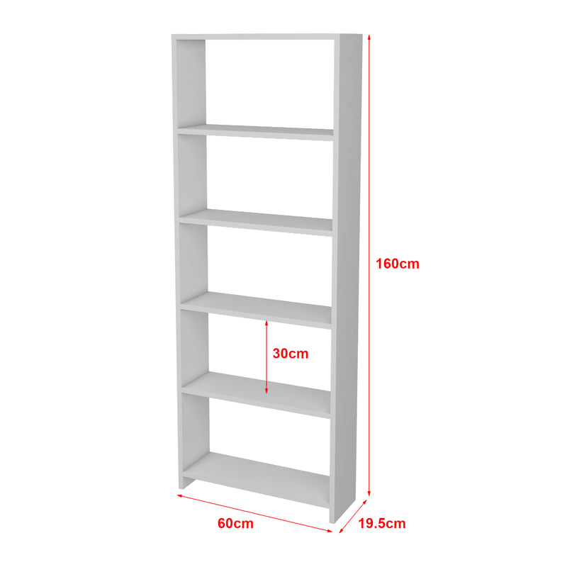 Croquis coté Bibliothèque Svinninge à 5 niveaux blanc [en.casa]