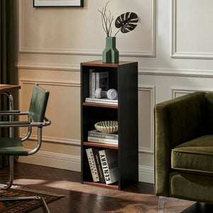 Bibliothèque Trond 80 x 30 x 23 cm noir / effet noyer [en.casa]