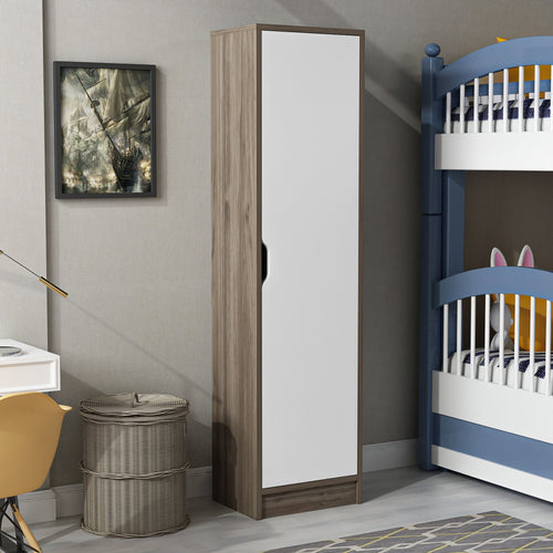 Armoire de bureau Egvad avec une porte aspect noyer / blanc [en.casa]