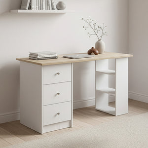 Bureau Lemberg 120x50x72 cm avec tiroirs + étagère en.casa - premiumXL
