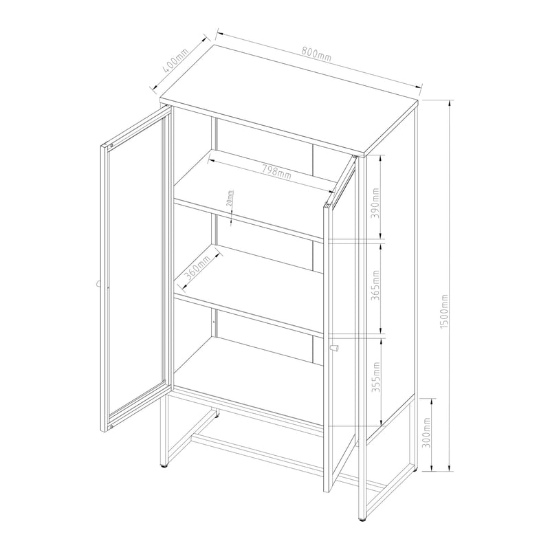Croquis coté Armoire métallique Sund acier gris [en.casa]