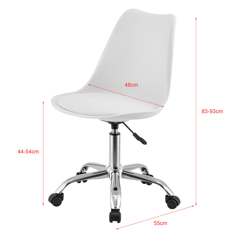 Croquis coté Chaise de Bureau Atherton à Roulettes Réglable en Hauteur Similcuir [en.casa]