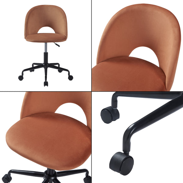 Chaise de bureau Kajaani à hauteur réglable velours [en.casa]