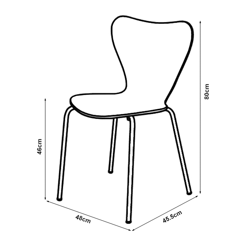Croquis coté Lot de 4 chaises de salle à manger Essunga [en.casa]