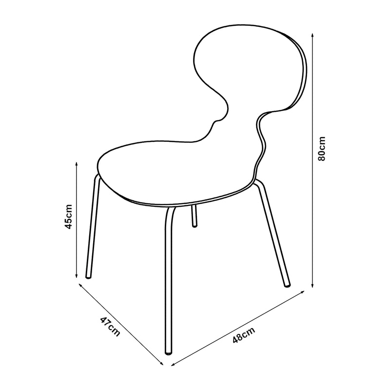 Croquis coté Lot de 4 chaises de salle à manger Kil [en.casa]