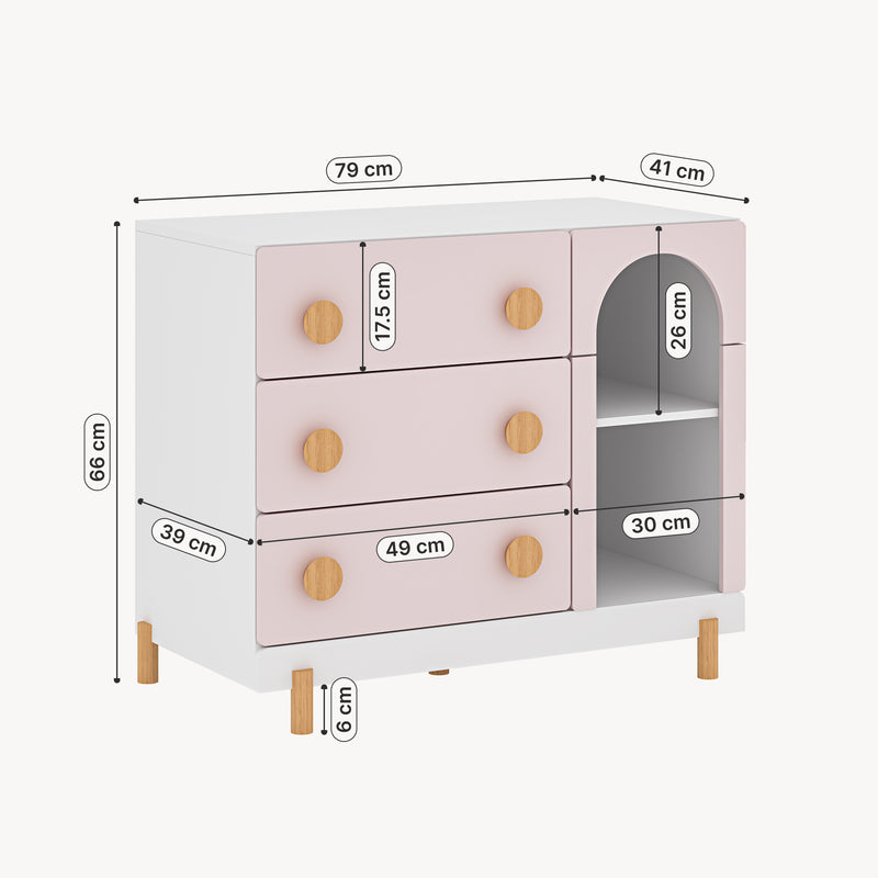 Croquis coté Commode pour enfants Vaarentaa [en.casa]