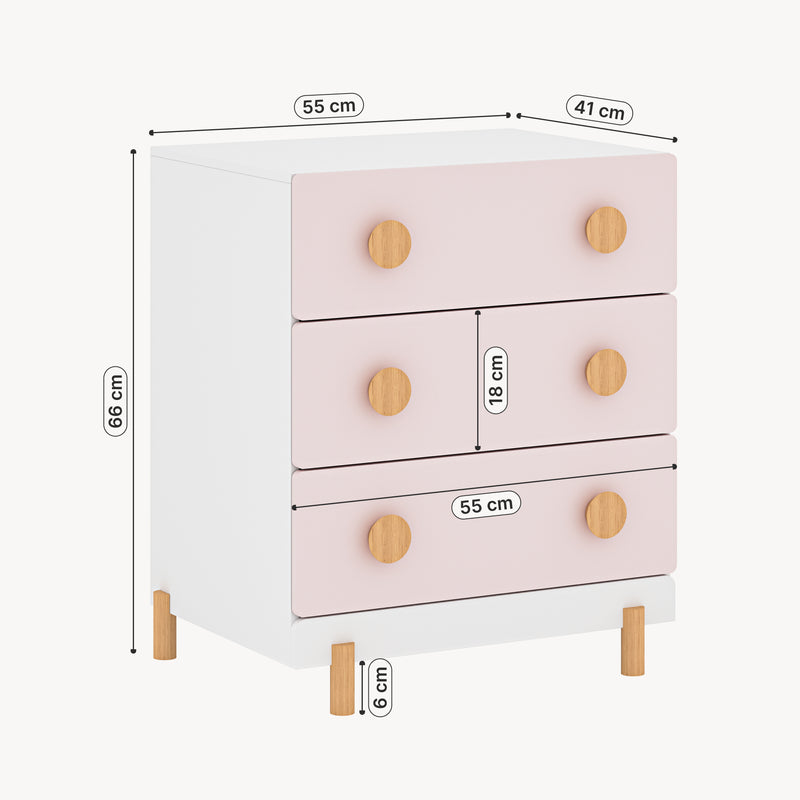 Croquis coté Commode enfant Vaarentaa [en.casa]