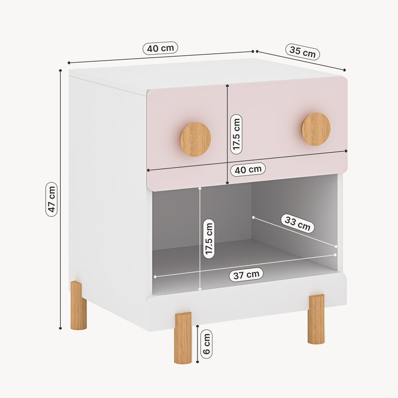 Croquis coté Table de chevet pour enfants Vaarentaa [en.casa]