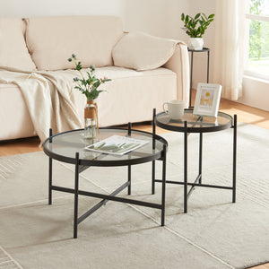 Couchtischset Lier 2 - tlg. Glasplatte Schwarz [en.casa] - premiumXL