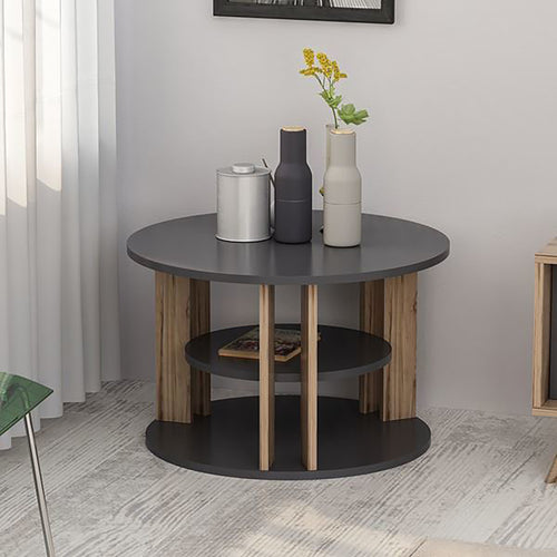 Table basse Hammel avec étagère inférieure aspect chêne / anthracite [en.casa]