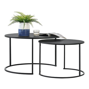 Set de tables basses Korenica 2 pièces - Set max. 20 - 20 kg Rond Noir [en.casa] - premiumXL