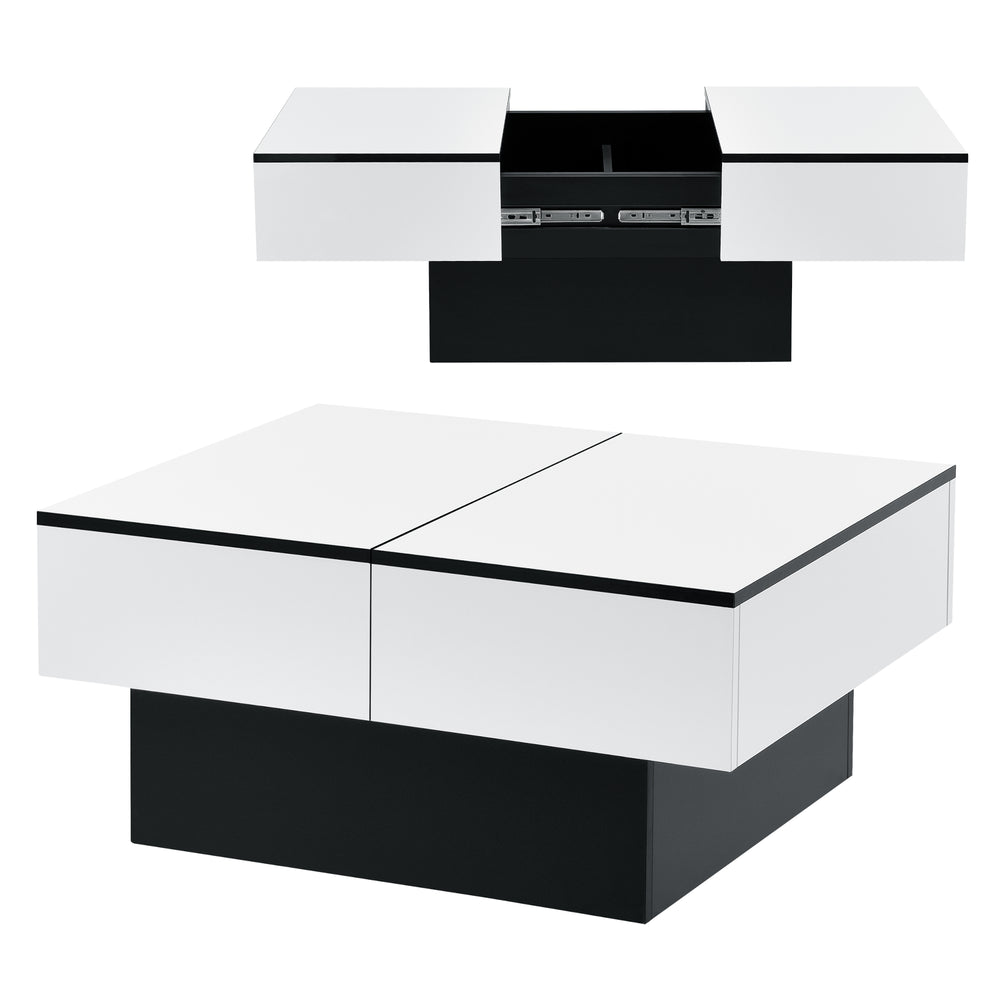 Table basse Lens avec plateau relevable Noir/Blanc [en.casa]