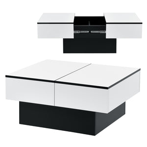 Table basse Lens avec plateau relevable Noir/Blanc [en.casa]