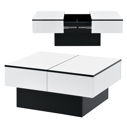 Table basse Lens avec plateau relevable Noir/Blanc [en.casa]