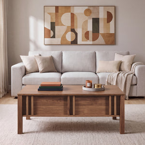Table basse relevable Kilmandar 105 x 59 x 40/53 cm effet noyer [en.casa]