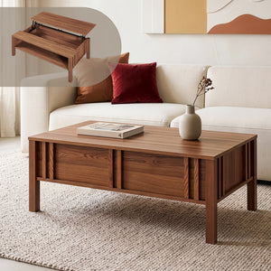Table basse relevable Kilmandar 105 x 59 x 40/53 cm effet noyer [en.casa]
