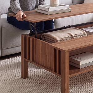 Table basse relevable Kilmandar 105 x 59 x 40/53 cm effet noyer [en.casa]