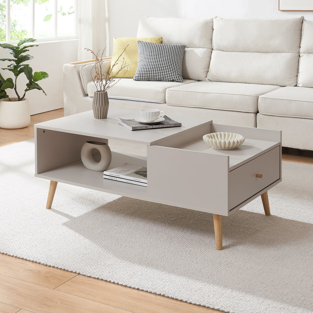 Table basse Hallevil avec tiroir 106x59x44 cm blanc [en.casa] - premiumXL