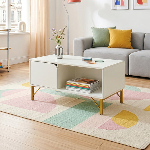 Table basse Reyri 80 x 45 x 42 cm blanc / doré