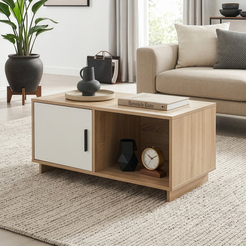 Table basse Kenta 80x45x40 cm aspect chêne Sonoma/blanc [en.casa]