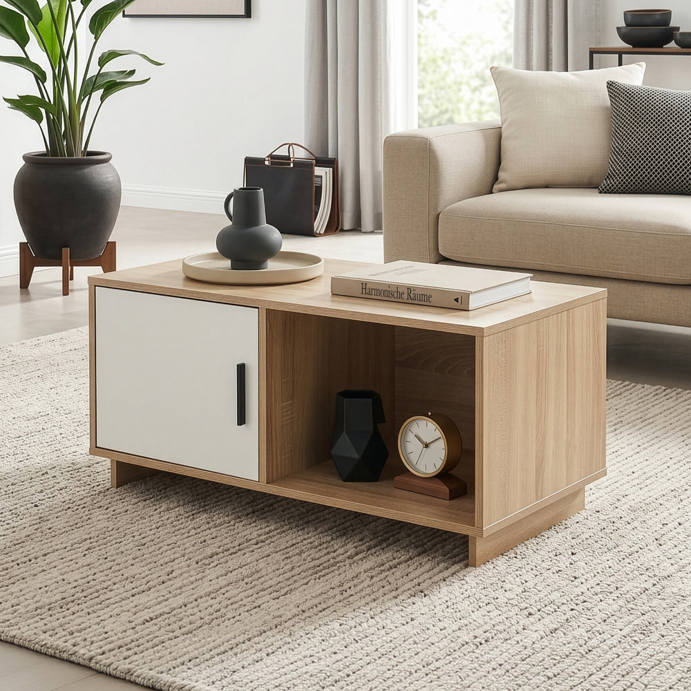 Table basse Kenta 80 x 45 x 40 cm effet chêne sonoma blanc [en.casa]