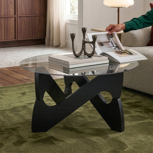 Table basse Reypio Ø70 x 35 cm noir / gris [en.casa]