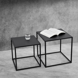 Table d'appoint Morsum lot de 2 design industriel noir [en.casa]