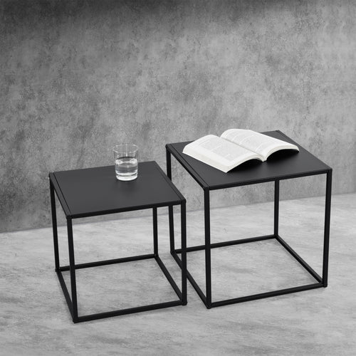 Table d'appoint Morsum lot de 2 design industriel noir [en.casa]