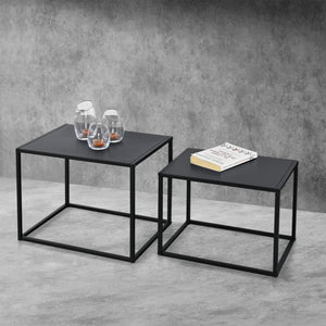 Table d'appoint Archsum lot de 2 rectangulaires design industriel noir [en.casa]