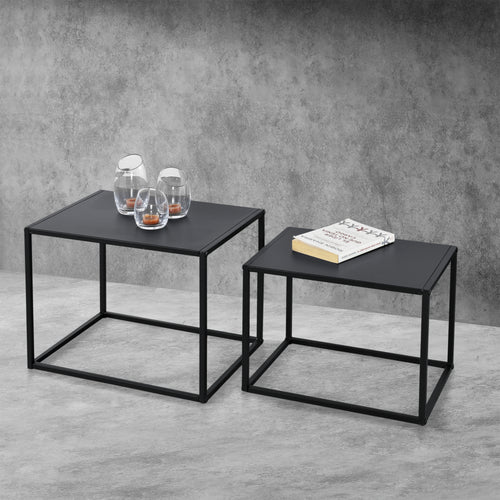 Table d'appoint Archsum lot de 2 rectangulaires design industriel noir [en.casa]