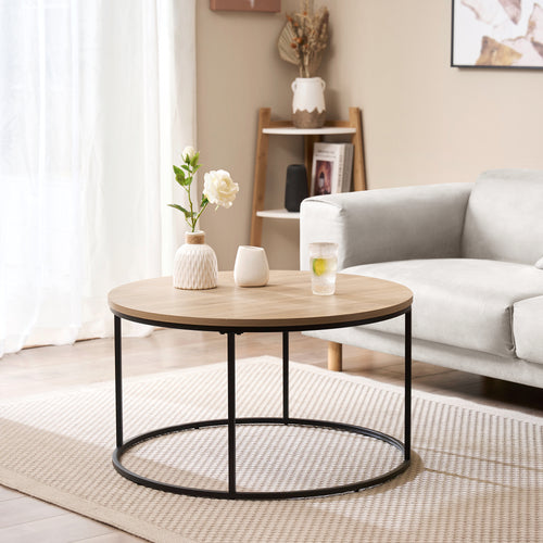 Table basse Kuhmoinen 45xØ80 cm noir [en.casa] - premiumXL