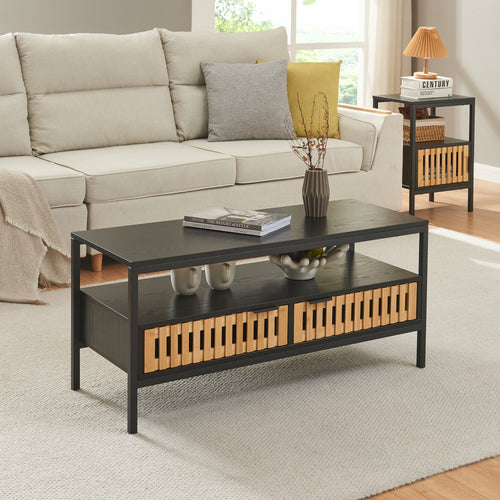 Couchtisch Luniehti 100x40x48 cm Schwarz/Natur [en.casa] - premiumXL