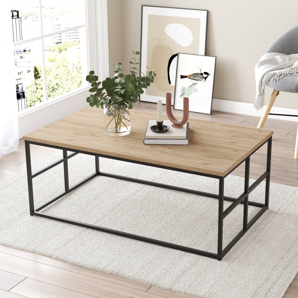 Couchtisch Velendi 100x60x40 cm Eichenoptik/Schwarz [en.casa] - premiumXL