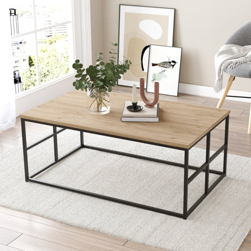 Couchtisch Velendi 100x60x40 cm Eichenoptik/Schwarz [en.casa] - premiumXL