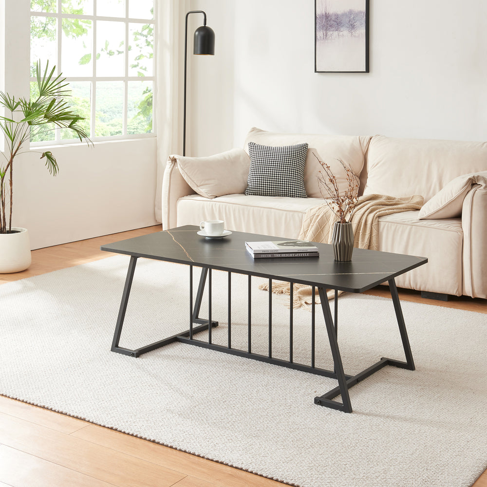 Couchtisch Nospoo 120x60x46 cm Marmoroptik, schwarz [en.casa] - premiumXL