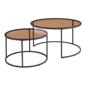 Set de 2 tables basses Kokkola rondes gigognes en verre [en.casa]