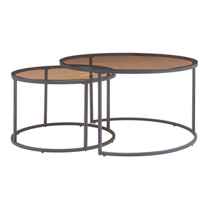 Set de 2 tables basses Kokkola rondes gigognes en verre [en.casa]