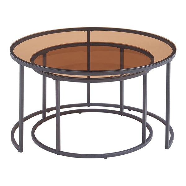 Set de 2 tables basses Kokkola rondes gigognes en verre [en.casa]
