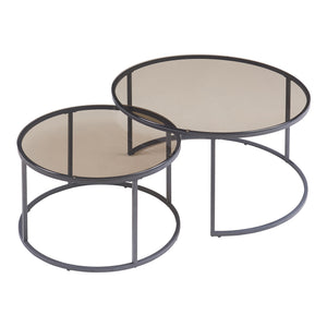 Set de 2 tables basses Kokkola rondes gigognes en verre [en.casa]