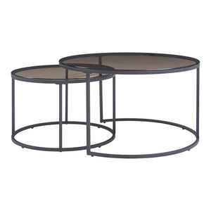 Set de 2 tables basses Kokkola rondes gigognes en verre [en.casa]