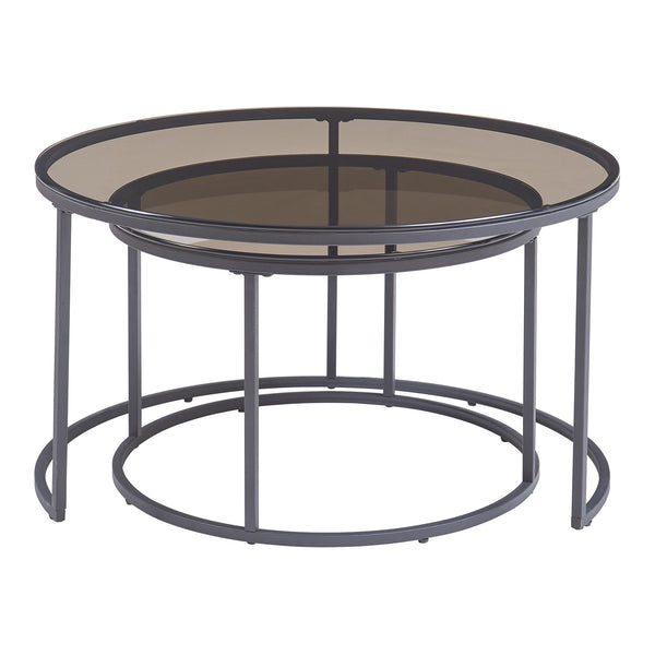 Set de 2 tables basses Kokkola rondes gigognes en verre [en.casa]