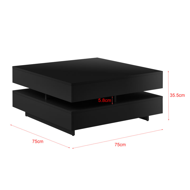 Croquis coté Table Basse Märsta avec 4 Compartiments Stockage Couleurs différentes [en.casa]